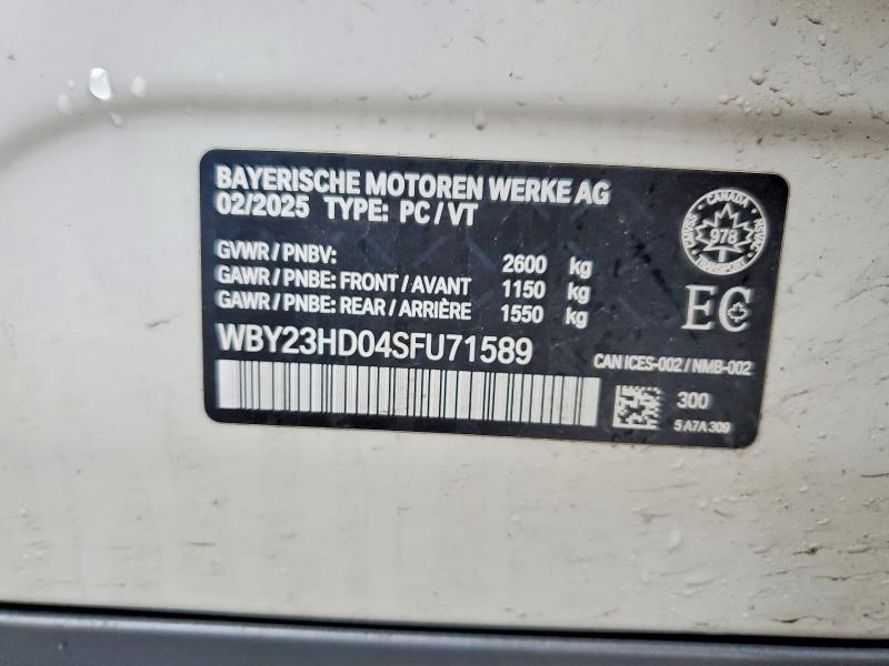 Продаж на аукціоні авто 2025 Bmw I4, vin: WBY23HD04SFU71589, номер лоту: 79677645
