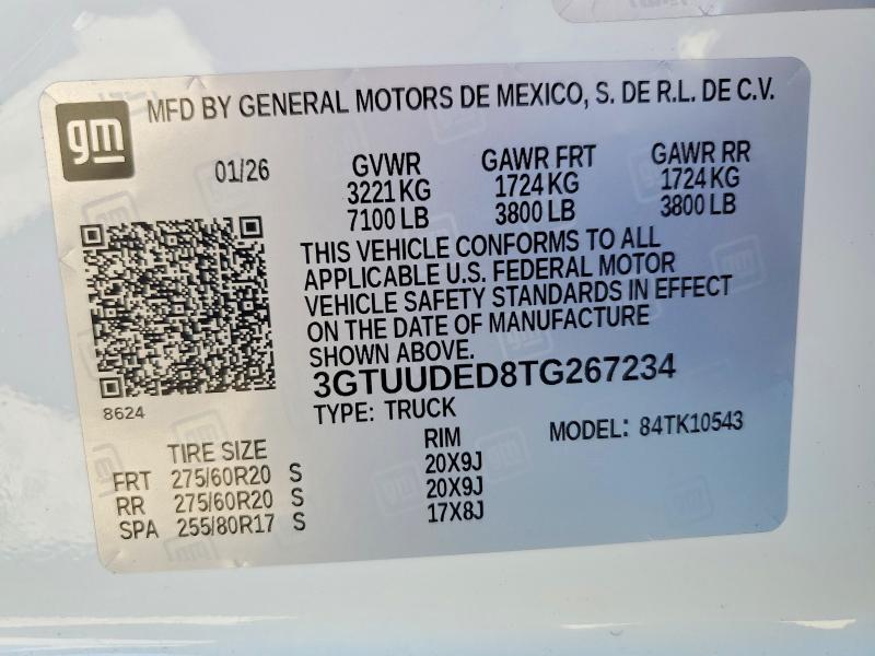 Продаж на аукціоні авто 2026 Gmc Sierra, vin: 3GTUUDED8TG267234, номер лоту: 46333326