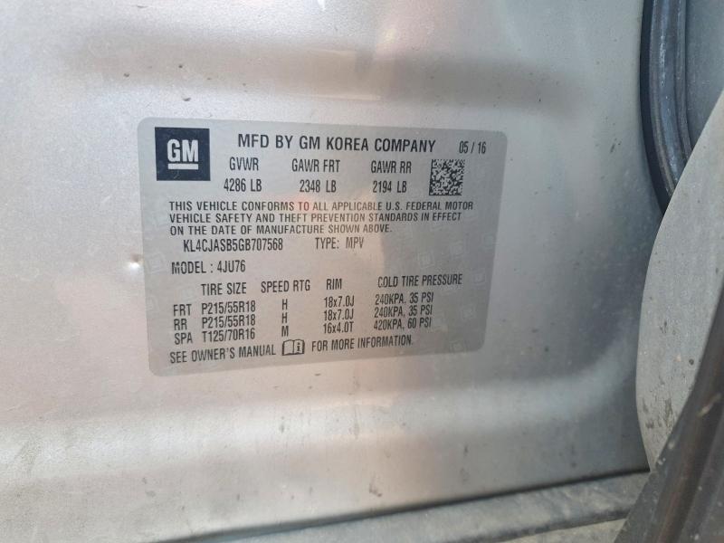 Продажа на аукционе авто 2016 Buick Encore, vin: KL4CJASB5GB707568, номер лота: 41881096