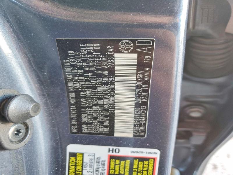 Продаж на аукціоні авто 2019 Toyota Corolla, vin: 2T1BURHE2KC160293, номер лоту: 46029266