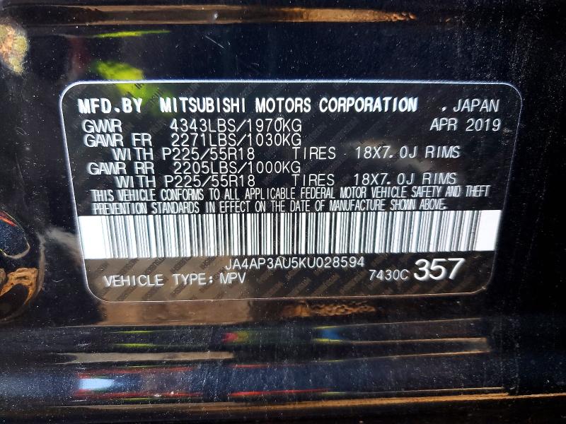 Продаж на аукціоні авто 2019 Mitsubishi Outlander Sport, vin: JA4AP3AU5KU028594, номер лоту: 41621306