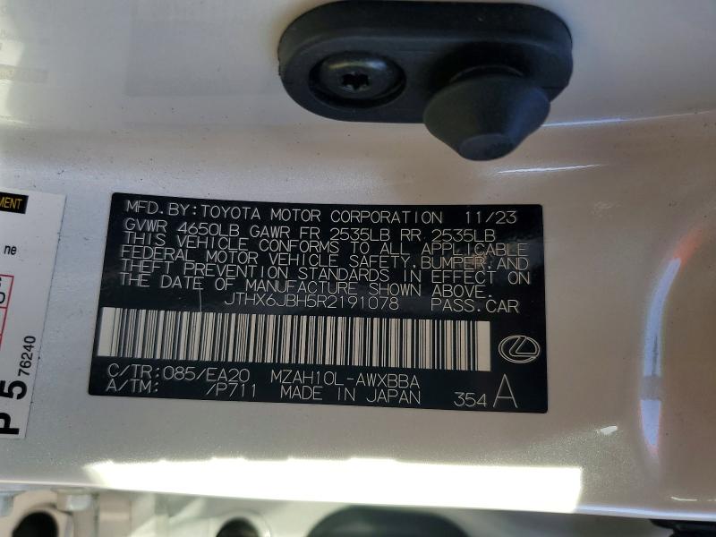 41991866 :رقم المزاد ، JTHX6JBH5R2191078 vin ، 2024 Lexus Ux 250h مزاد بيع