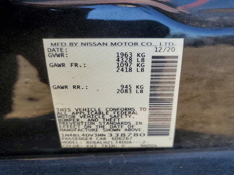 Продаж на аукціоні авто 2021 Nissan Altima, vin: 1N4BL4DV3MN338780, номер лоту: 46756096