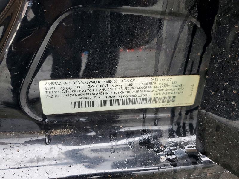 2008 Volkswagen Jetta მანქანა იყიდება აუქციონზე, vin: 3VWRZ71K68M031300, აუქციონის ნომერი: 45886846