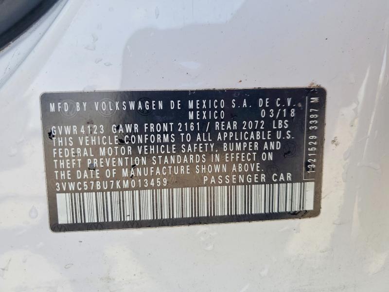 48351616 :رقم المزاد ، 3VWC57BU7KM013459 vin ، 2019 Volkswagen Jetta مزاد بيع
