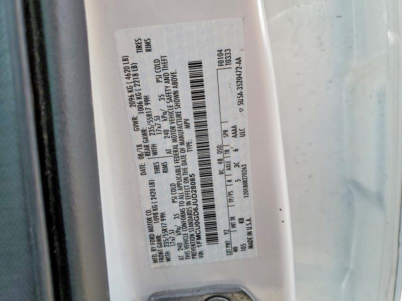 Продажа на аукционе авто 2018 Ford Escape, vin: 1FMCU0GD6JUD28085, номер лота: 46390146
