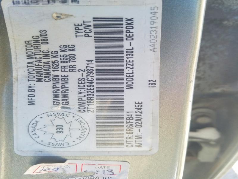Продажа на аукционе авто 2004 Toyota Corolla, vin: 2T1BR32E94C798714, номер лота: 79159395