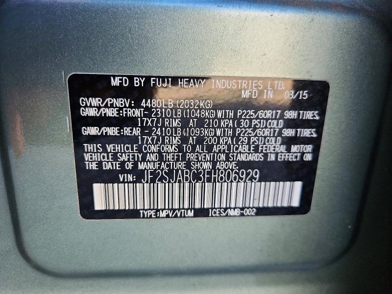 Aukcja sprzedaży 2015 Subaru Forester, vin: JF2SJABC3FH806929, numer aukcji: 47965796