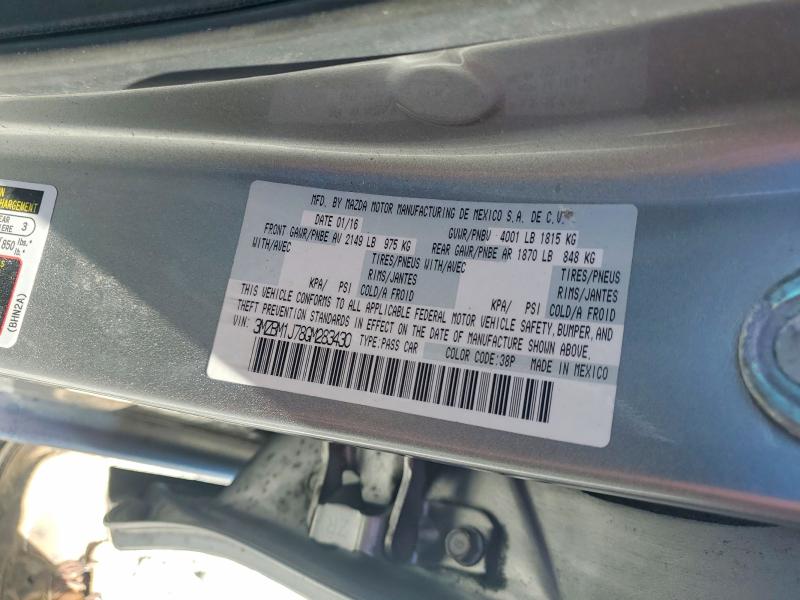 2016 Mazda 3 მანქანა იყიდება აუქციონზე, vin: 3MZBM1J78GM283430, აუქციონის ნომერი: 46514796