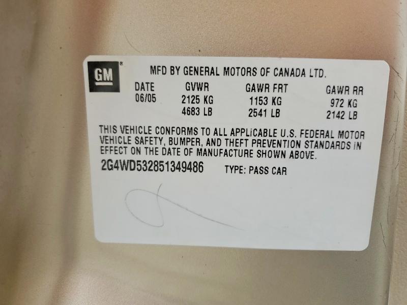2005 Buick Lacrosse მანქანა იყიდება აუქციონზე, vin: 2G4WD532851349486, აუქციონის ნომერი: 47899846