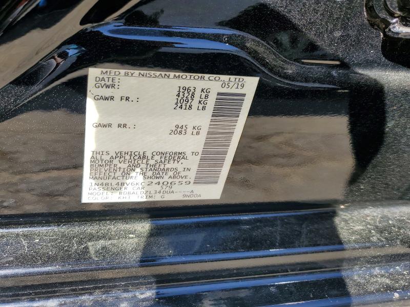 Продажа на аукционе авто 2019 Nissan Altima, vin: 1N4BL4BV6KC240659, номер лота: 46266766