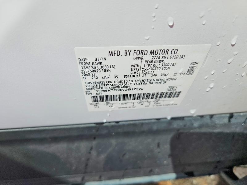 Aukcja sprzedaży 2019 Ford Explorer, vin: 1FM5K7F88KGB17272, numer aukcji: 79549645