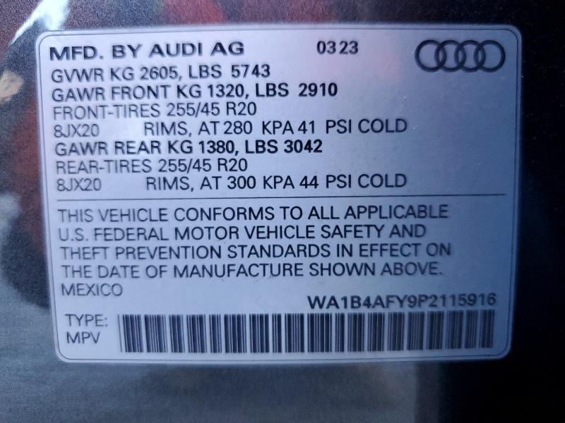 Продажа на аукционе авто 2023 Audi Sq5, vin: WA1B4AFY9P2115916, номер лота: 47031486