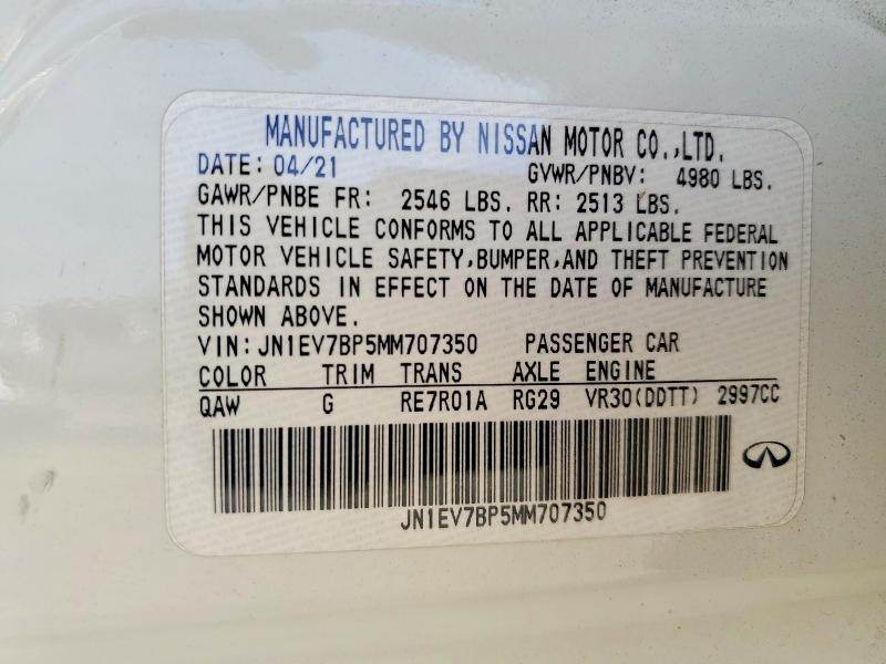 Aukcja sprzedaży 2021 Infiniti Q50, vin: JN1EV7BP5MM707350, numer aukcji: 47395776