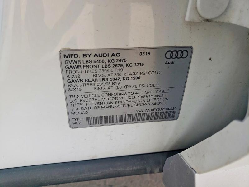 Продажа на аукционе авто 2018 Audi Q5, vin: WA1ANAFY5J2150520, номер лота: 47608016