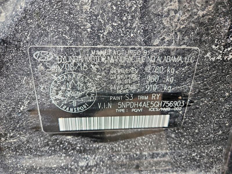 79623145 :رقم المزاد ، 5NPDH4AE5GH756903 vin ، 2016 Hyundai Elantra مزاد بيع