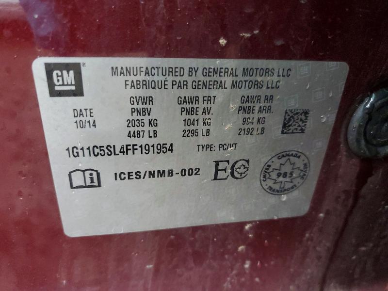Aukcja sprzedaży 2015 Chevrolet Malibu, vin: 1G11C5SL4FF191954, numer aukcji: 46713746