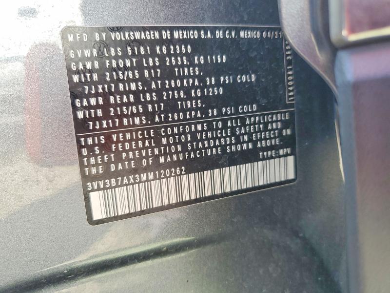 Продаж на аукціоні авто 2021 Volkswagen Tiguan, vin: 3VV3B7AX3MM120262, номер лоту: 46246196