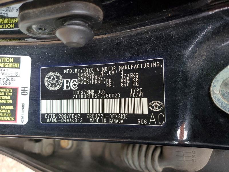 Aukcja sprzedaży 2015 Toyota Corolla, vin: 2T1BURHE5FC260023, numer aukcji: 41787506