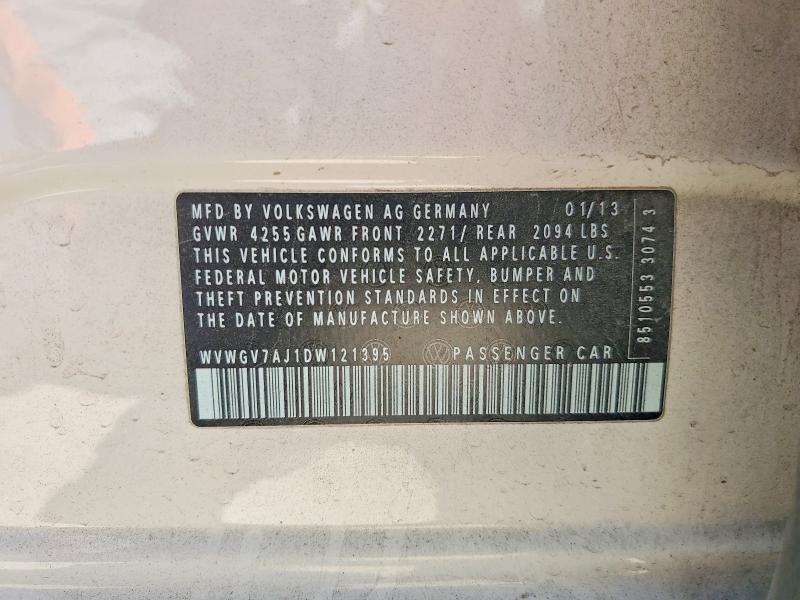 47763006 :رقم المزاد ، WVWGV7AJ1DW121395 vin ، 2013 Volkswagen Gti مزاد بيع