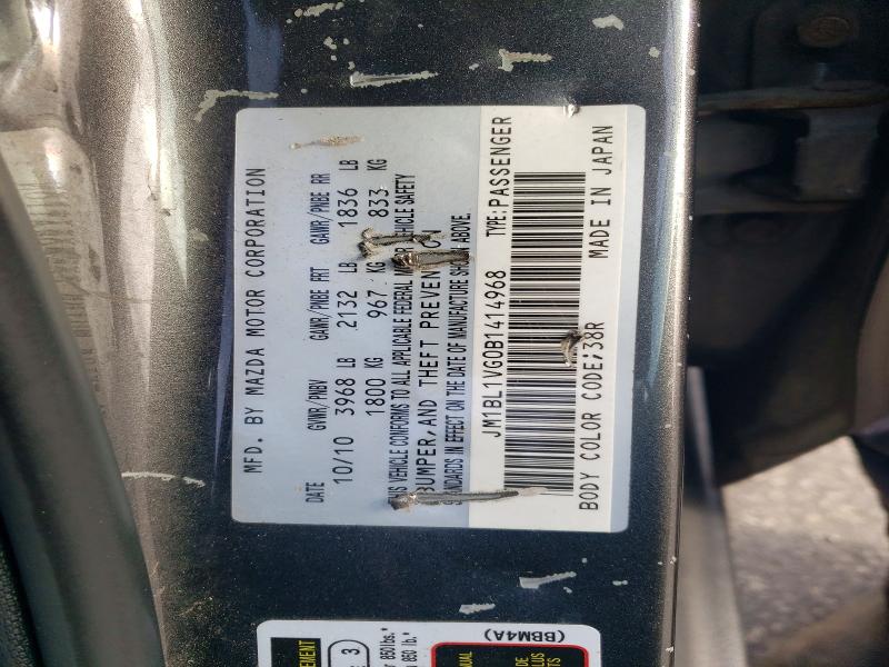 2011 Mazda 3 მანქანა იყიდება აუქციონზე, vin: JM1BL1VG0B1414968, აუქციონის ნომერი: 46613866