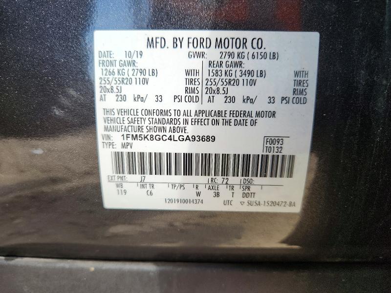 Продаж на аукціоні авто 2020 Ford Explorer, vin: 1FM5K8GC4LGA93689, номер лоту: 47317016