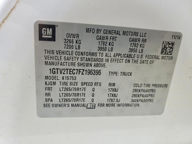 Aukcja sprzedaży 2015 Gmc Sierra, vin: 1GTV2TEC7FZ196396, numer aukcji: 46517846