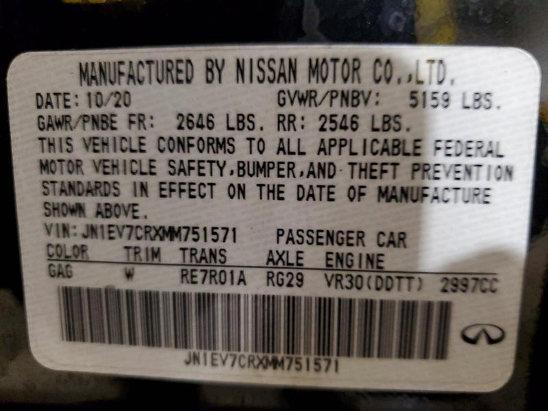 Продажа на аукционе авто 2021 Infiniti Q50, vin: JN1EV7CRXMM751571, номер лота: 45655166