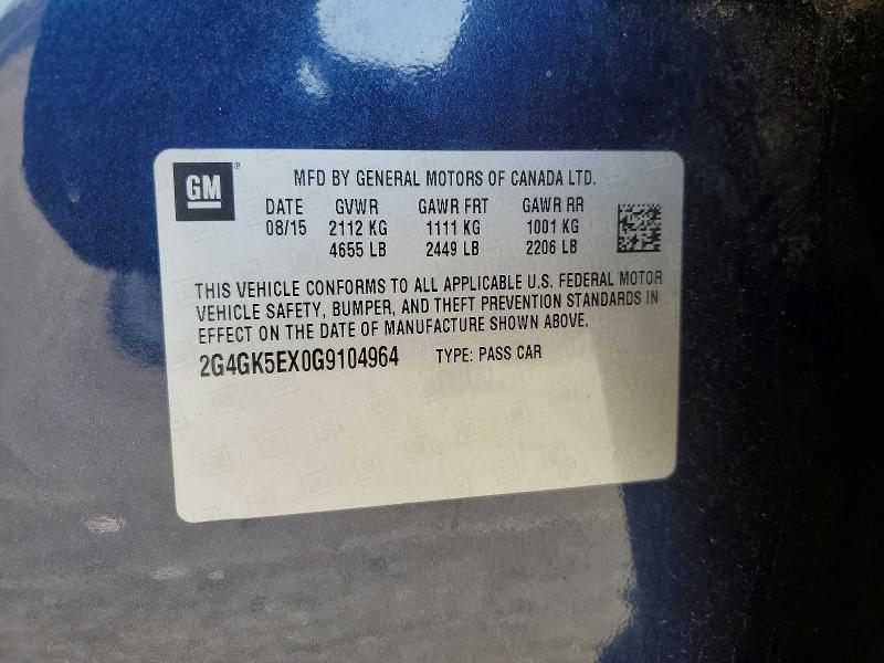 Aukcja sprzedaży 2016 Buick Regal, vin: 2G4GK5EX0G9104964, numer aukcji: 79267395