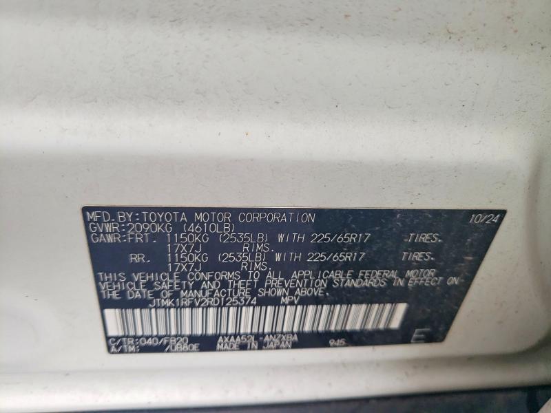 2024 Toyota Rav4 მანქანა იყიდება აუქციონზე, vin: JTMK1RFV2RD125374, აუქციონის ნომერი: 46549386