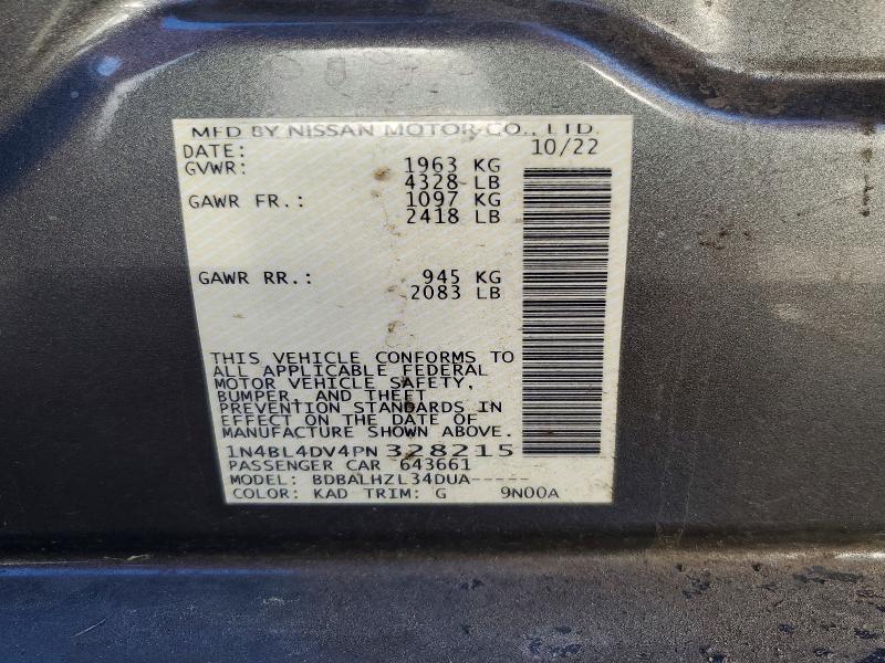 Aukcja sprzedaży 2023 Nissan Altima, vin: 1N4BL4DV4PN328215, numer aukcji: 45986546