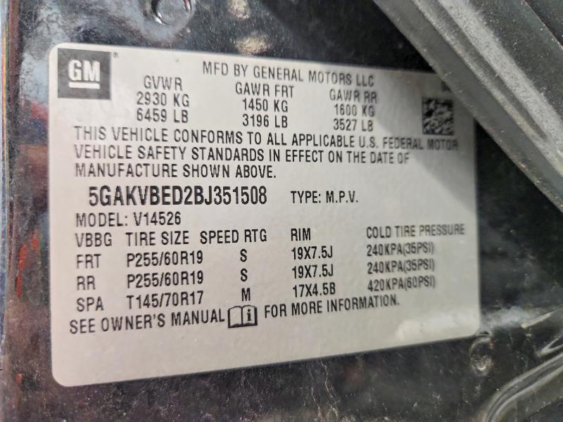 45842496 :رقم المزاد ، 5GAKVBED2BJ351508 vin ، 2011 Buick Enclave مزاد بيع