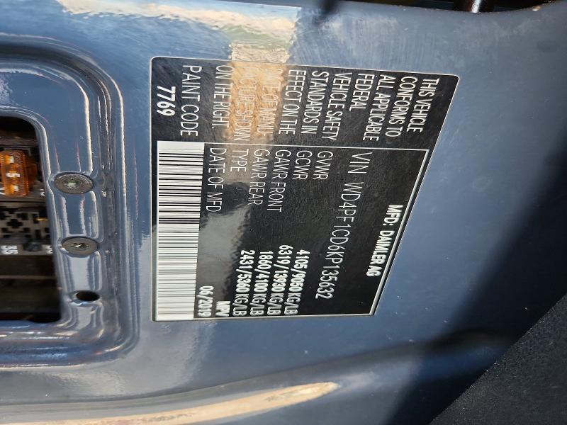 2019 Mercedes-benz Sprinter მანქანა იყიდება აუქციონზე, vin: WD4PF1CD6KP135632, აუქციონის ნომერი: 79969725