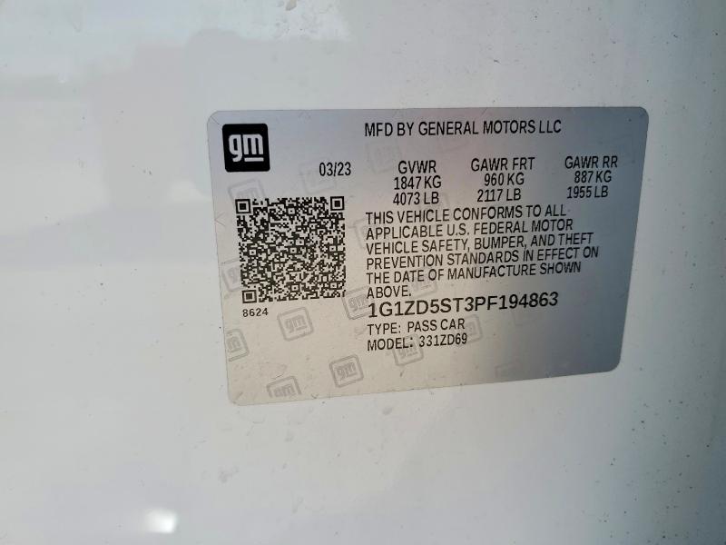 Продаж на аукціоні авто 2023 Chevrolet Malibu, vin: 1G1ZD5ST3PF194863, номер лоту: 46592096