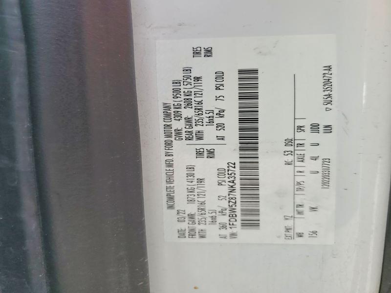 2022 Ford Transit მანქანა იყიდება აუქციონზე, vin: 1FDBW5Z87NKA35722, აუქციონის ნომერი: 46948916