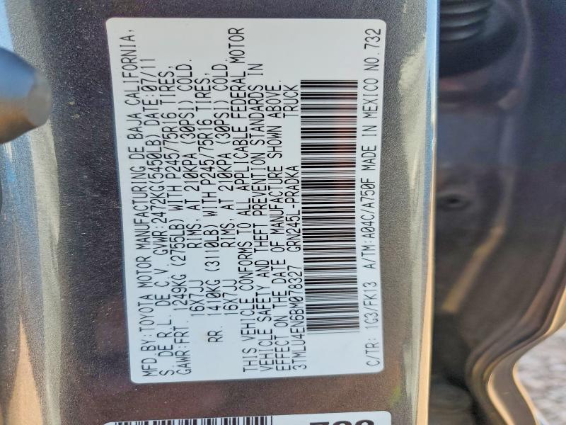 Aukcja sprzedaży 2011 Toyota Tacoma, vin: 3TMLU4EN6BM078327, numer aukcji: 45514046