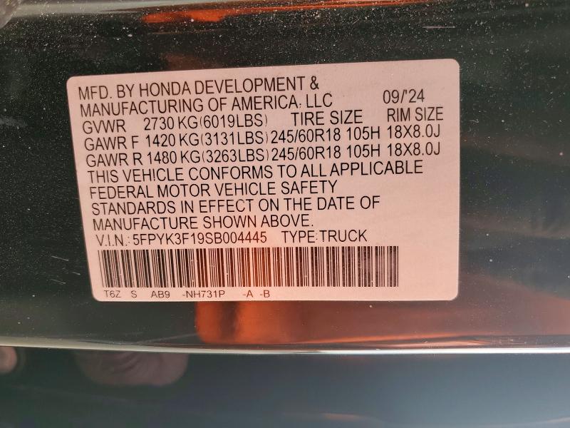 Продажа на аукционе авто 2025 Honda Ridgeline, vin: 5FPYK3F19SB004445, номер лота: 42068366