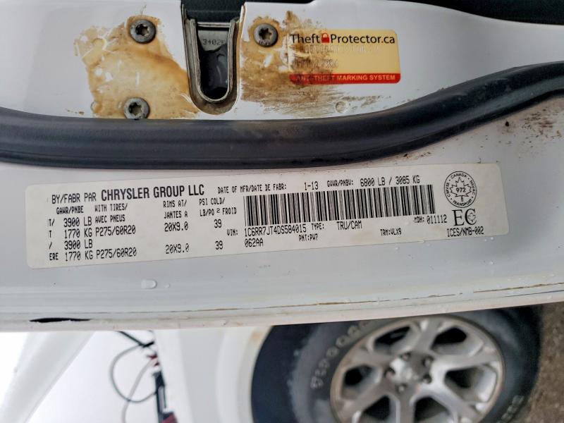 2013 Ram 1500 მანქანა იყიდება აუქციონზე, vin: 1C6RR7JT4DS584015, აუქციონის ნომერი: 79916315