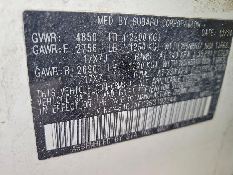 79627955 :رقم المزاد ، 4S4BTAFC3S3192244 vin ، 2025 Subaru Outback مزاد بيع