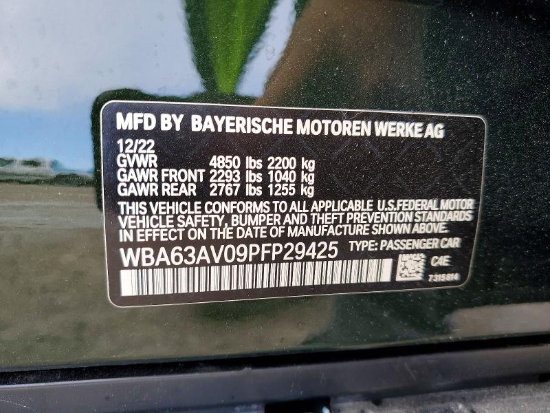 46234376 :رقم المزاد ، WBA63AV09PFP29425 vin ، 2023 Bmw 430i مزاد بيع