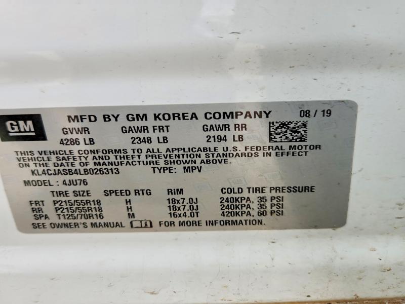 Aukcja sprzedaży 2020 Buick Encore, vin: KL4CJASB4LB026313, numer aukcji: 41893956