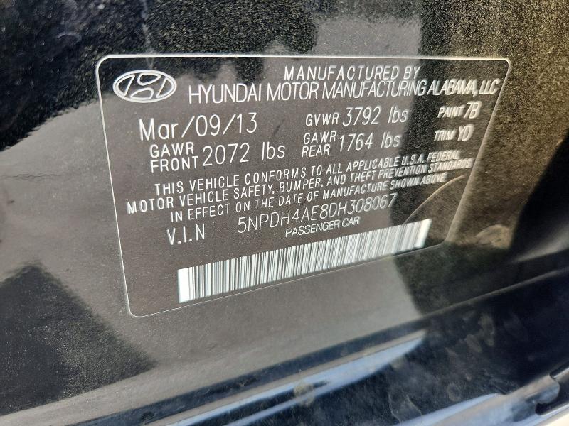 Продажа на аукционе авто 2013 Hyundai Elantra, vin: 5NPDH4AE8DH308067, номер лота: 47635076