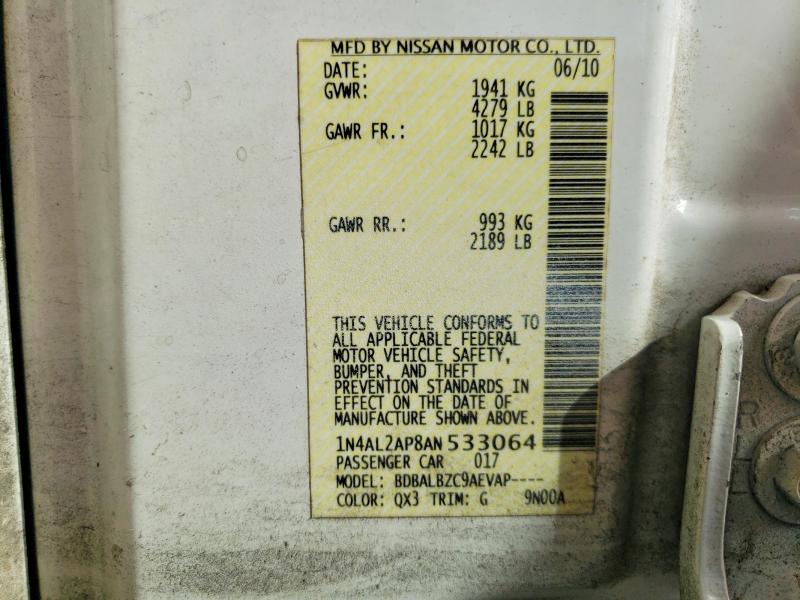 Aukcja sprzedaży 2010 Nissan Altima, vin: 1N4AL2AP8AN533064, numer aukcji: 46336336