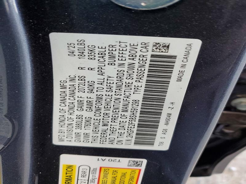 Aukcja sprzedaży 2025 Honda Civic, vin: 2HGFE2F58SH591298, numer aukcji: 46428716