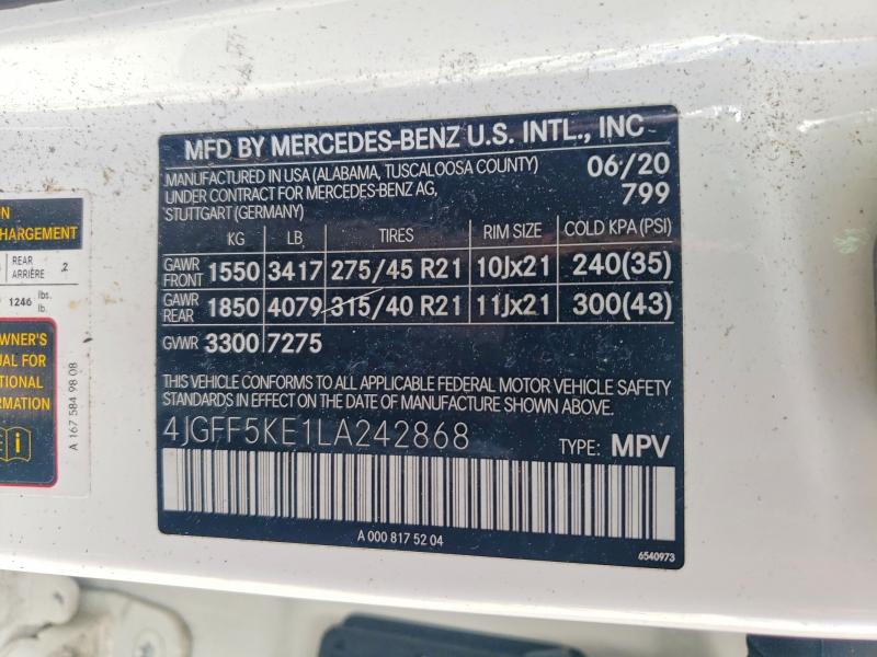 Продаж на аукціоні авто 2020 Mercedes-benz Gls, vin: 4JGFF5KE1LA242868, номер лоту: 48252006