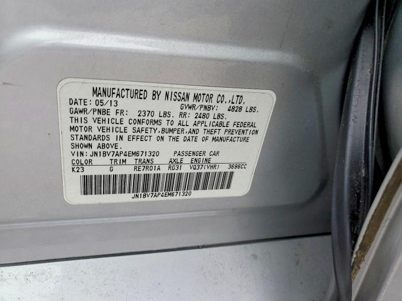 Продажа на аукционе авто 2014 Infiniti Q50, vin: JN1BV7AP4EM671320, номер лота: 45536156