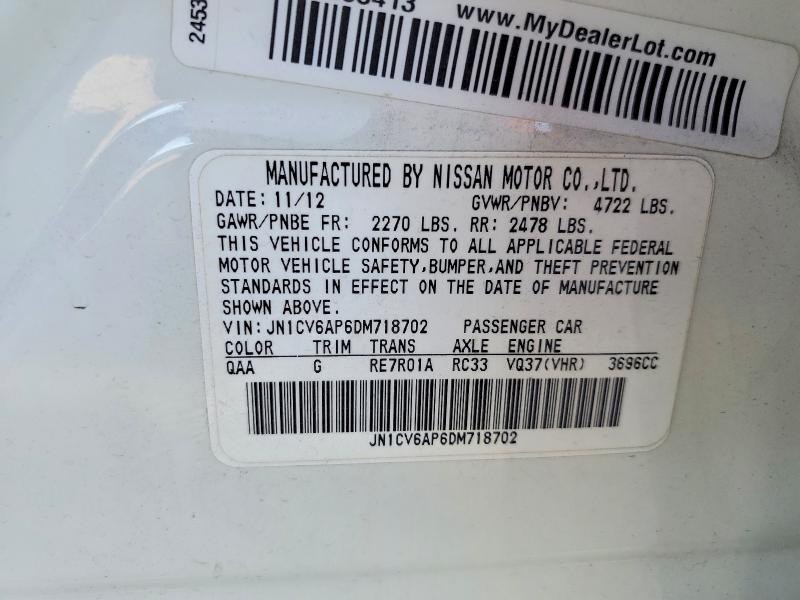Продаж на аукціоні авто 2013 Infiniti G37 Sedan, vin: JN1CV6AP6DM718702, номер лоту: 47239976