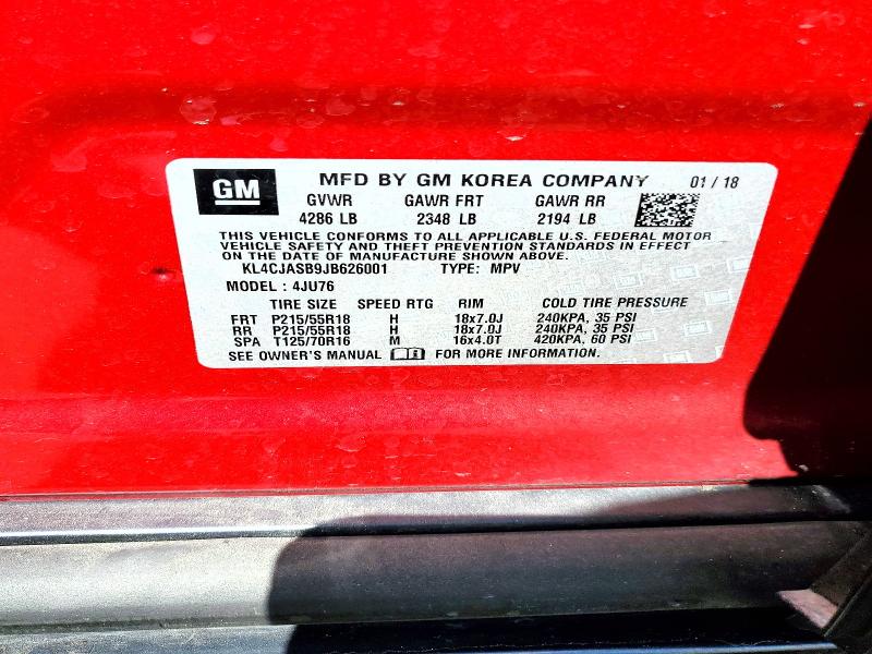 79811205 :رقم المزاد ، KL4CJASB9JB626001 vin ، 2018 Buick Encore مزاد بيع