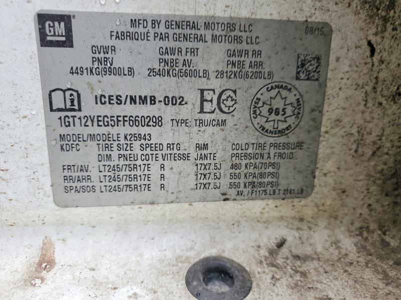 45744616 :رقم المزاد ، 1GT12YEG5FF660298 vin ، 2015 Gmc Sierra مزاد بيع