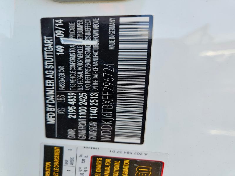 46920936 :رقم المزاد ، WDDKJ6FBXFF296724 vin ، 2015 Mercedes-benz E مزاد بيع